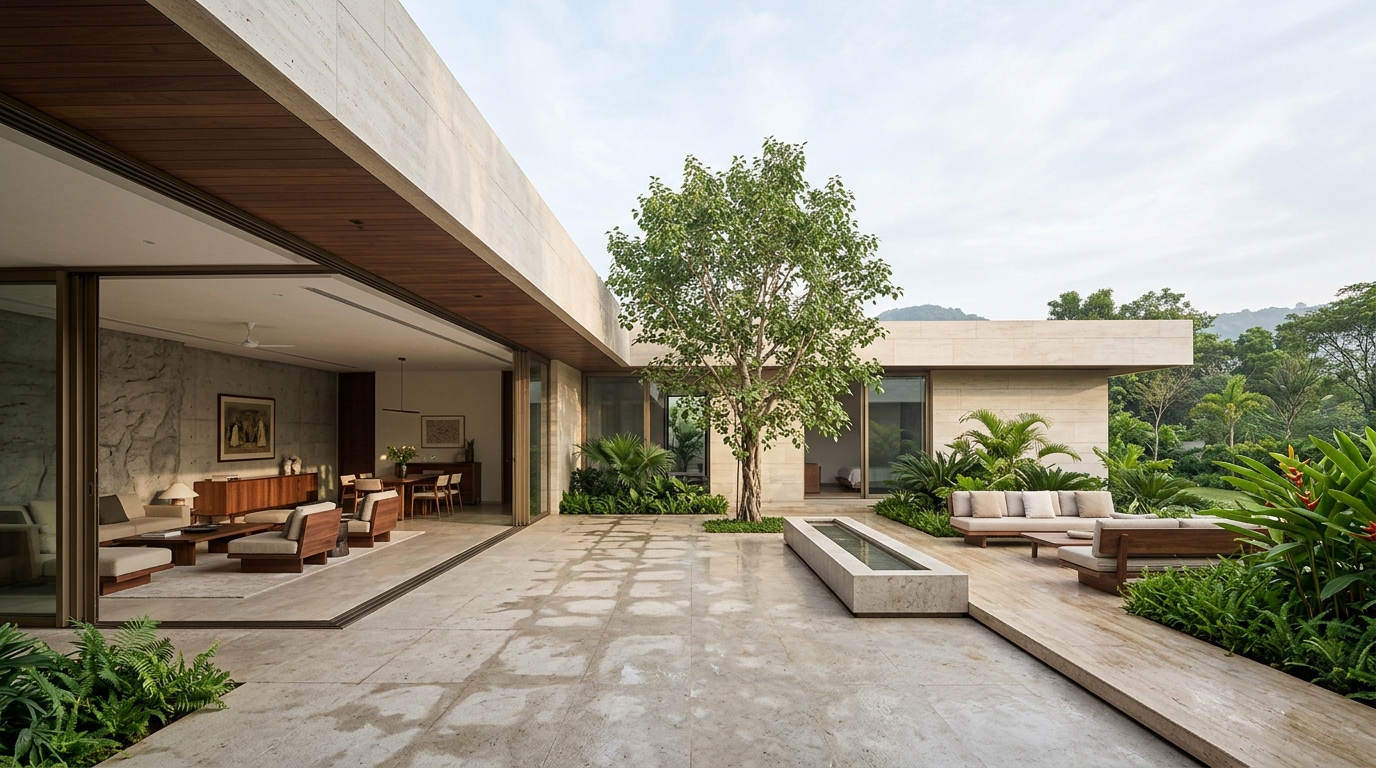 Luxury apartment renovation by KRIA in Mumbai — walnut interiors, stone