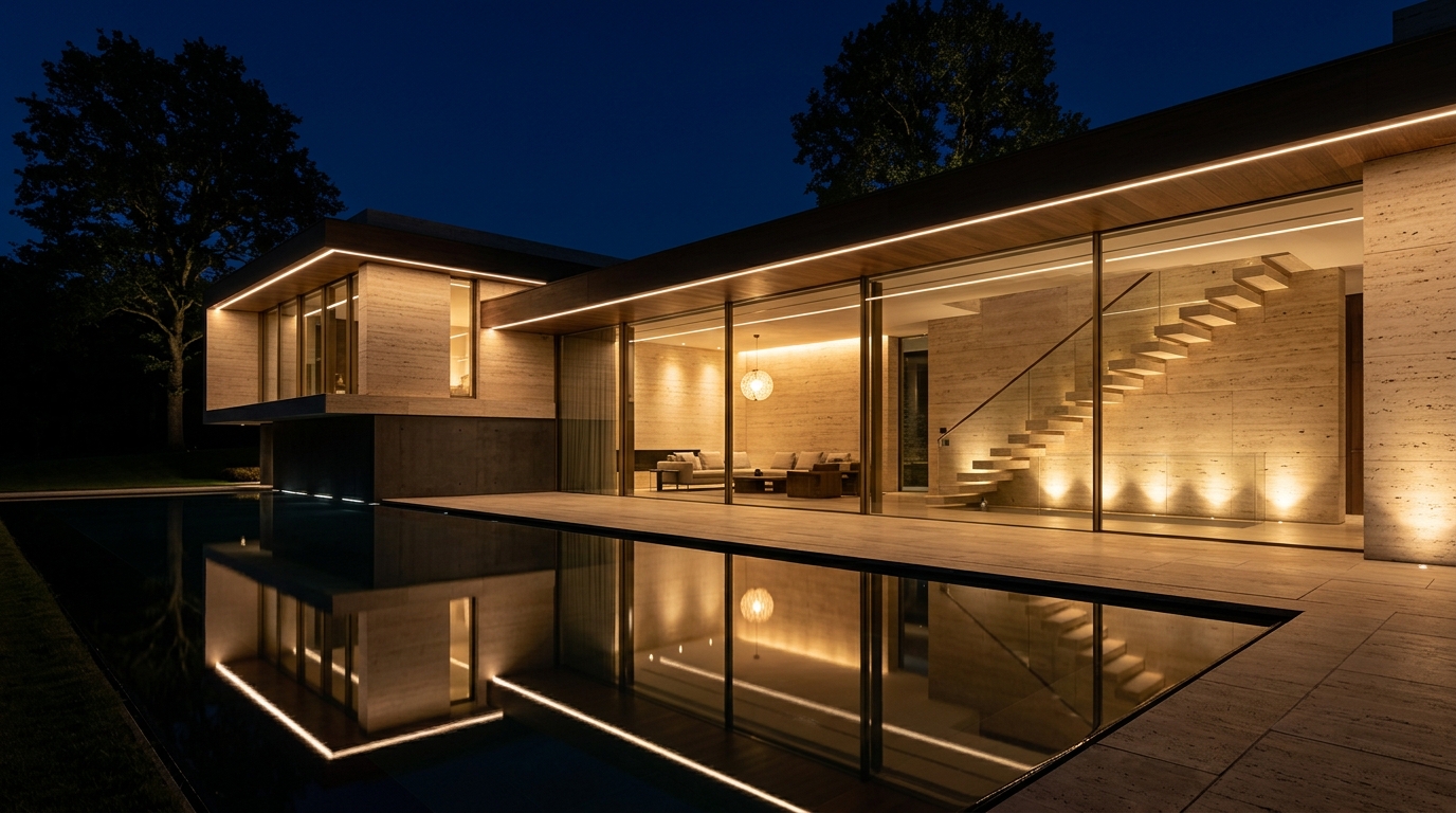 Architectural illumination on natural stone — KRIA Residences